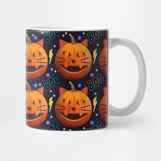 Pumpkin the cat Halloween pattern by Meakm